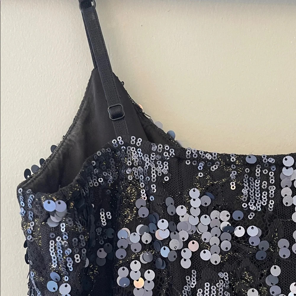 Express Black/Navy Sequin Mini Dress - Picture 5 of 5